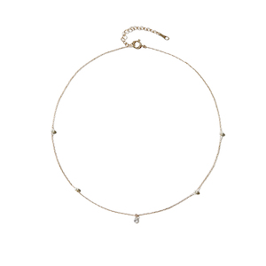 DIAMOND PEAR AND FLOATING SPACED PEARL 14-carat gold necklace Lulu's Collective