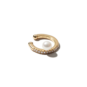 DIAMOND AND FRESHWATER PEARL 14-carat gold single ear cuff Lulu's Collective