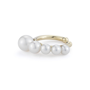 GRADUATING FRESHWATER PEARLS 14-carat gold single ear cuff Lulu's Collective