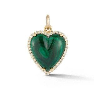 ALANA 14-carat gold, diamond and malachite large heart charm - Lulu's Collective…