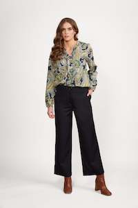 Wide Leg Ankle Grazer Pant - Midnight - VASSALLI