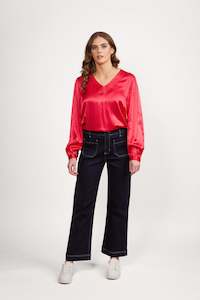 The Dark Room: Wide Leg Ankle Grazer Jean - Ink Denim - VASSALLI