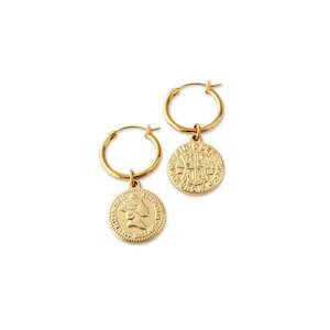 Accessories: Steel Me Coin Hoop Earrings - FABULEUX VOUS