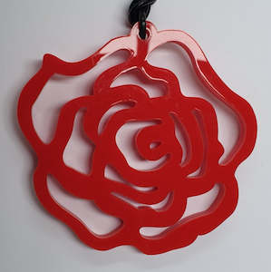 Large Red Rose Necklace - TWO BLONDE BOBS