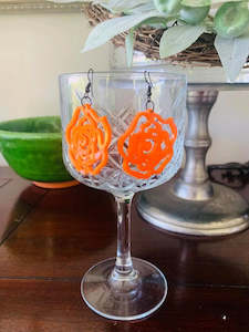 Orange Rose Earrings - TWO BLONDE BOBS