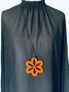 Large Orange Daisy Necklace - TWO BLONDE BOBS