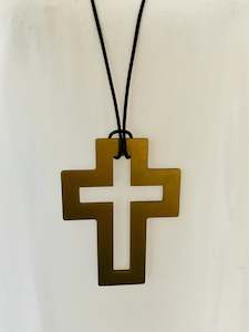 Large Bronze Cross Necklace - TWO BLONDE BOBS