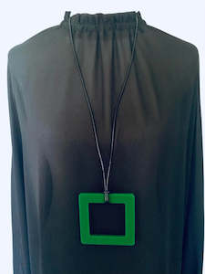 Large Green Square Necklace - TWO BLONDE BOBS