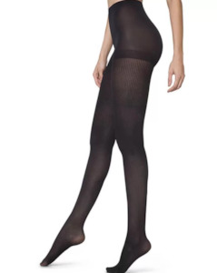 Lupo Trend 70 Denier Black Ribbed Tights