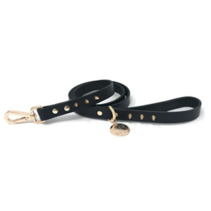 Gold Noir Leather Lead |  Black/Gold