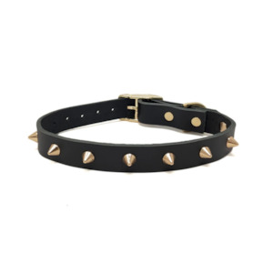 Gold Noir Leather Collar |  Black/Gold