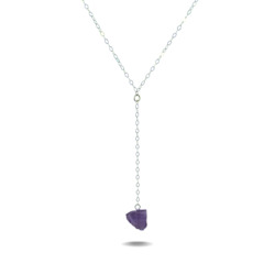 Lucia Drop | Sterling Silver Raw Amethyst Necklace