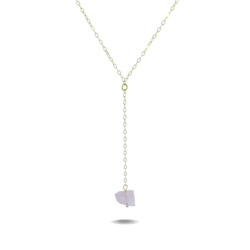 Lucia Drop | Gold Filled Raw Rose Quartz Necklace