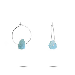 Lena Petite | Sterling Silver Aquamarine Hoop Earrings