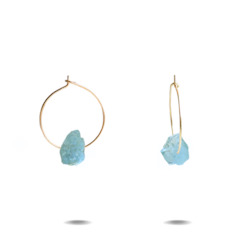 Lena Petite | Gold Filled Aquamarine Hoop Earrings