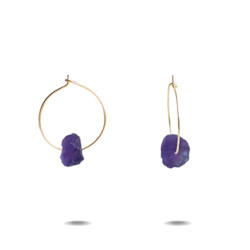 Lena Petite | Gold Filled Amethyst Hoop Earrings