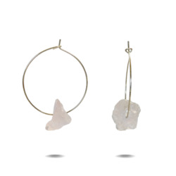 Lena | Sterling Silver Rose Quartz Hoop Earrings