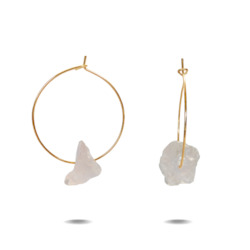 Jewellery: Lena | Gold Filled Raw Rose Quartz Hoop Earrings