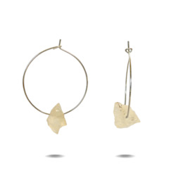 Lena | Sterling Silver Raw Citrine Hoop Earrings