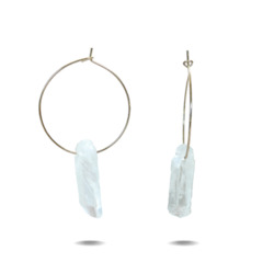 Lena | Sterling Silver Quartz Point Hoop Earrings