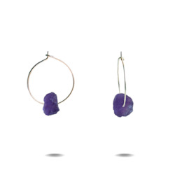 Lena Petite | Sterling Silver Amethyst Hoop Earrings