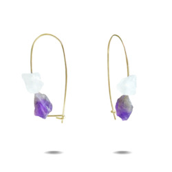 Jewellery: Lillian | Gold Filled Amethyst + Rose Quartz Drop Earrings