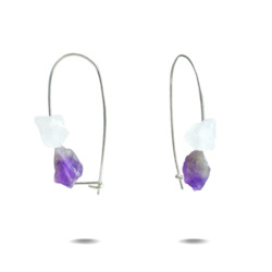 Lillian | Sterling Silver Amethyst + Rose Quartz Drop Earrings