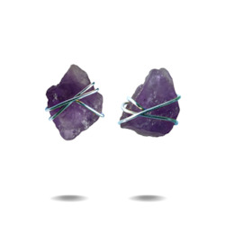 Larna | Sterling Silver Raw Amethyst Stud Earrings