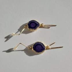 Indigo Gold Geode Earrings