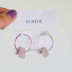 Limited Edition | Rose Quartz Rose Gold Filled Hoops