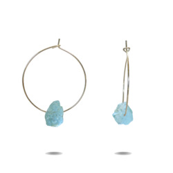 Jewellery: Lena | Silver Aquamarine Hoop Earrings