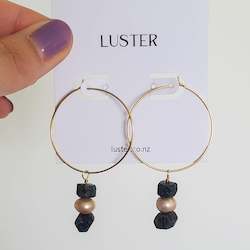 Limited Edition | Pearl & Sodalite Drops Gold Filled Hoops