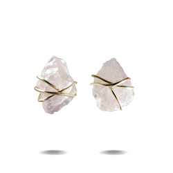 Larna | Gold Filled Rose Quartz Wrapped Studs