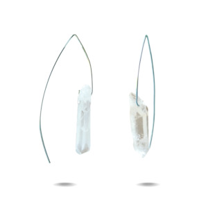 Lorelai | Silver Quartz Point Hook Earrings