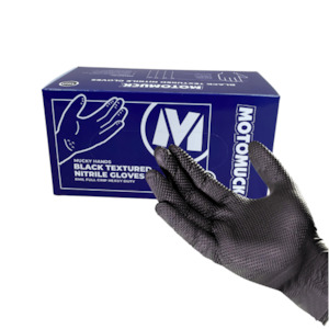 Cycle: Black Textured Nitrile Gloves, 8Mil Full grip Heavy Duty