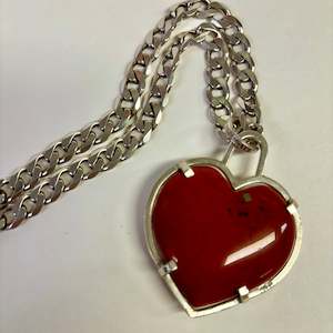 Love Pendant, Red Jasper, Sterling Silver