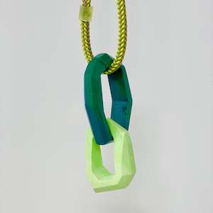 Jewellery: Links Pendant, fluro green and possum