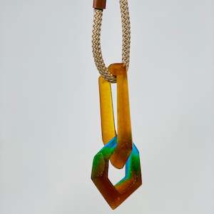 Links Pendant, Amber and Turquoise