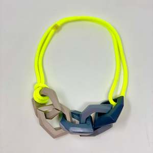 Jewellery: Maca Links Necklace, light to dark grey and neon yellow