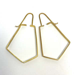 Maca Metals 'NSH' Earrings, 18k Gold Plated Stg Sil, Matte Finish, Large