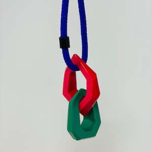 Links Pendant, blue, teal and fuchsia