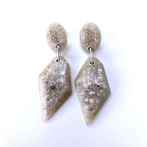 Medium Double Rock earrings, Mother of pearl, Stg Silver