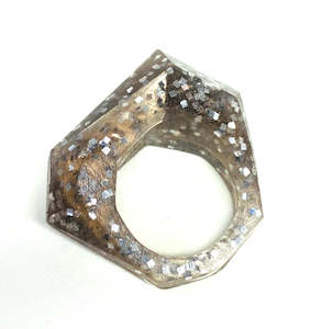 Inner Link Ring, Smokey Glitter and Silver