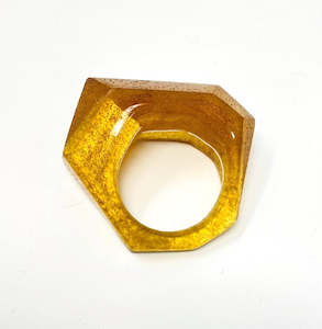 Inner Link Ring, Faux Amber and Silver