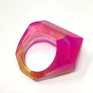 Inner Link Ring, Raspberry Pink and Silver