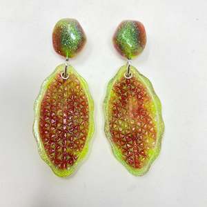 Jewellery: Cateye earrings, lime green, raspberry, glow in the dark and glitter