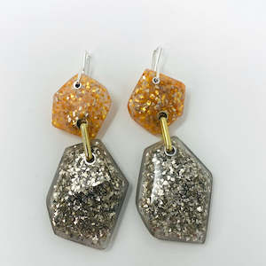 Double Rock Earrings, Ultra Glitter,  matte finish