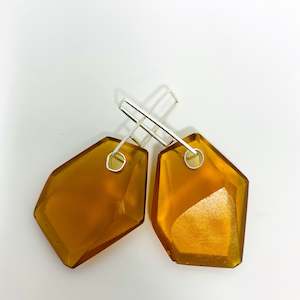 Light Amber Single Rock Earrings, Matte Finish