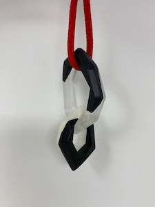 Jewellery: Links Pendant, Red, Black and Clear