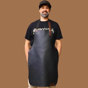 Black lightweight leather apron